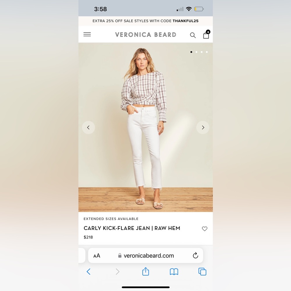 Veronica beard Carly kick flare white jeans